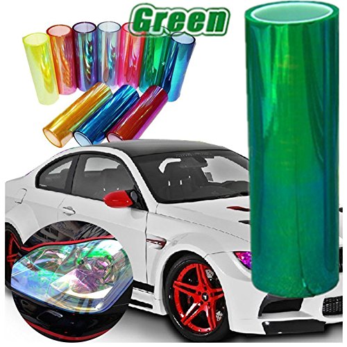 DIYAH 12 X 48 inches Self Adhesive Shiny Chameleon Headlights Tail Lights Fog Lights Films ,Film Sheet Sticker,Tint Vinyl Film (Green) - Thumbnail 6