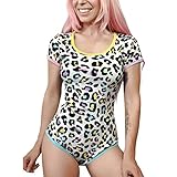Littleforbig Adult Baby Diaper Lover (ABDL) Button Crotch Adult Baby Onesie - Rainbow Leopard Pattern