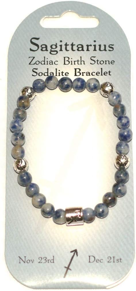 British Fossils Zodiac Crystal Sodalite Birthstone Bracelet - Sagittarius