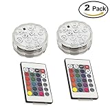iMagitek Submersible 10-LED RGB 16 Colors Changing Waterproof Light for Aquarium, Vase Base, Pond, Swimming Pool, Garden, Party, Wedding, Christmas, Halloween, Home Decorations - 2 Pack