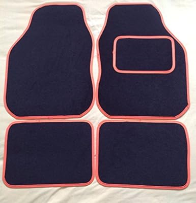 Ford Focus St 2005 On Universal Orange Trim Black Carpet Cloth Car Mats Set