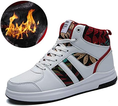 RUNSOON Men's Women's Winter Basketball Sport Shoes High Top Sneakers Warm Fur Lined Snow Boots for Couple Unisex