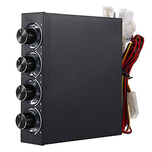 STW 3.5 inch Drive Bay Full Brushed Aluminum 4 Channels Fan Speed Temperature Controller with Blue Light - Thumbnail 4