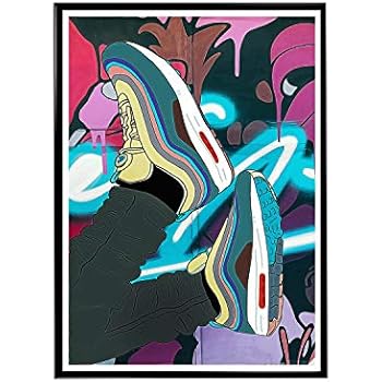 Rob's Tees Custom Sneaker Graffiti Poster, Kicks Poster, Hypebeast Posters, Cool Modern Art Poster, Sneaker Art, Streetwear Wall Art, Urban Art, Street Art Prints (Frame NOT Included) (18x24)