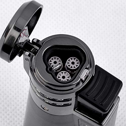 2 Pack Jet Torch Cigar Lighter, New Triple Flame Cigarette Lighter with Butane Refillable and Visible Gas Tank Window