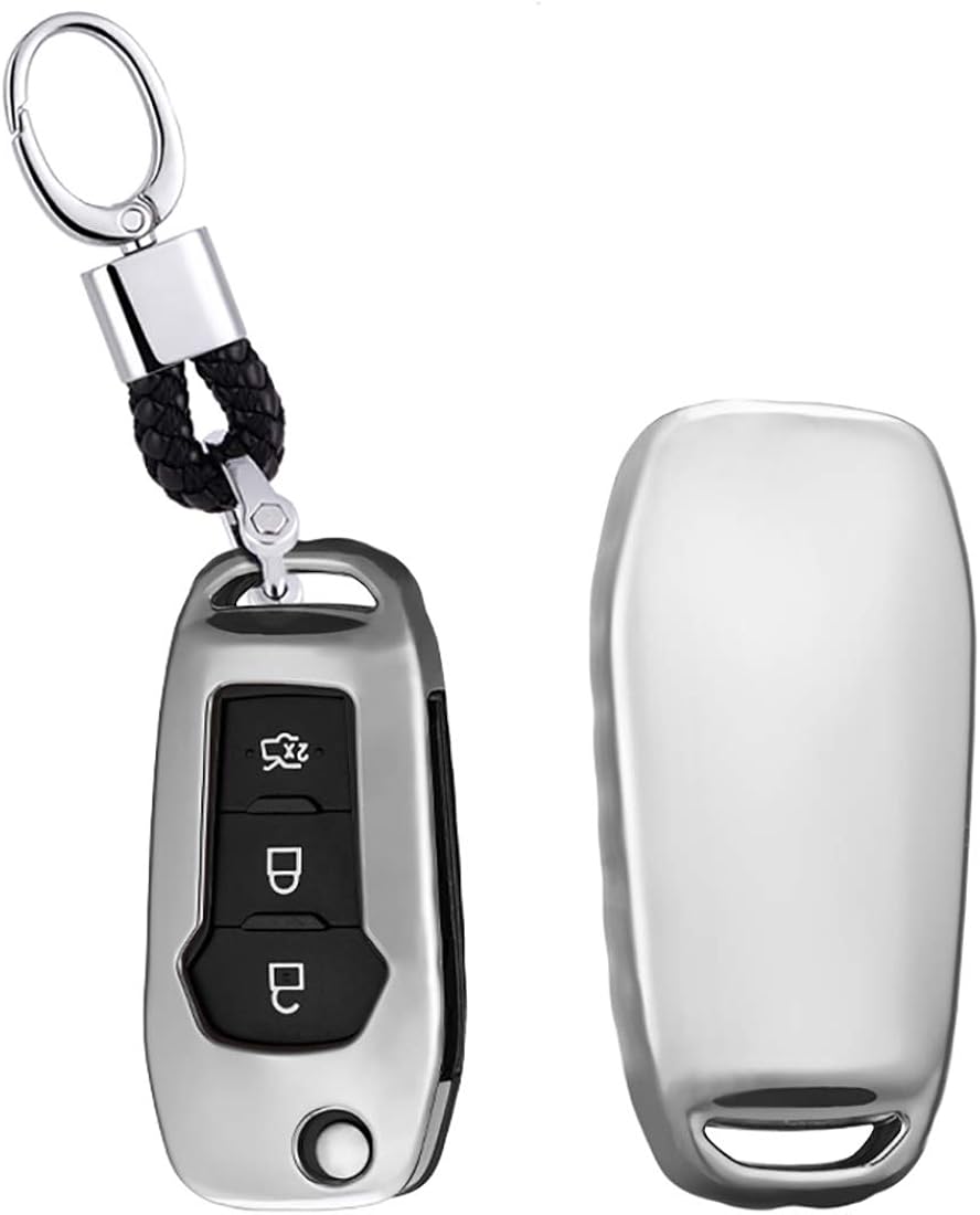 ford keychain amazon on Amazon Com Ontto Keycase Premium Soft Tpu Full Protection Key Shell Case Key Rings Keychains Fit For Ford 2015 2016 2017 Focus 3 Mondeo Escort Everest Fiesta Mustang Edge Mkv Fusion F150 2016 Range Silver Clothing