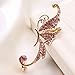 Creazy Clip Clamp Earring Women's Cute Crystal Butterfly Wings Ear (Pink)