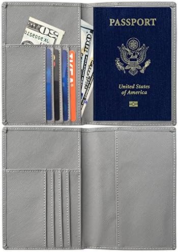 RFID Blocking Leather Passport Holder Travel Wallet Organizer for Men and Women