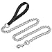 Pettom Dog Chain Leash Metal Dog Lead Training Steel Rope Heavy Duty Chew Proof Leash with Padded Handle for Medium Large Dogs (4' /2.0mm Small Chain)