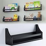 One Stylish Black Baby Nursery Room Wall Shelf Sturdy Birch Wood 20 Inch Ships Fully Assembled