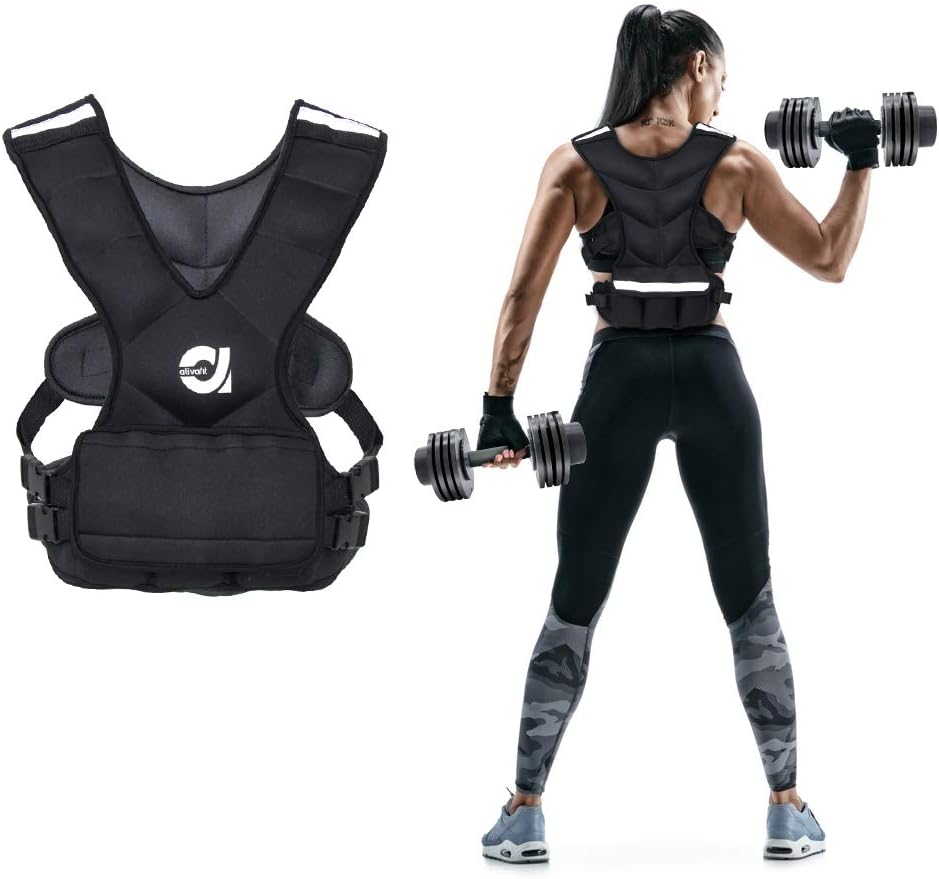 ATIVAFIT Sport Weighted Vest 8 LBS/16 LBS for Men & Women, Workout Equipment Body Weight Vest with Pocket, Reflective Stripe and Adjustable Strap, Weighted Body Vest for Training, Jogging, Cardio