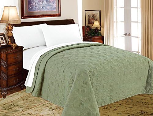 Decarl Bedroom Quilt Modern Light Weight Air-conditioning Solid Bedding Quilted Bedspreads, Twin, Green