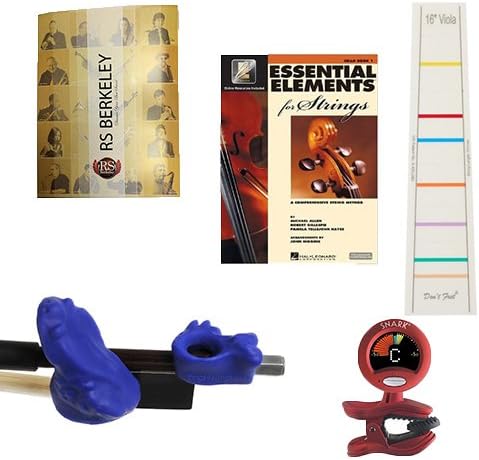 Viola Players Instructional Pack (For 16" Viola)- Essential Beginners Pack for the Viola Includes: Blue Bow Hold Buddy Viola Teaching Aid, Don't Fret Position Indicator for 16" Viola, Band Folder, Essential Elements 2000 Book 1 for Viola, &amp; Tuner &amp; Metronome