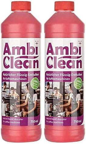 Descaler for fully automated coffee machines – 2 x 750ml (=1.5L), coffee machines, espresso machines, steam irons, water heaters, natural cleaner with organic acids used universally for Delonghi, Saeco, Tassimo, Senseo, Jura and other brands - Made in Germany with a satisfaction and money-back guarantee