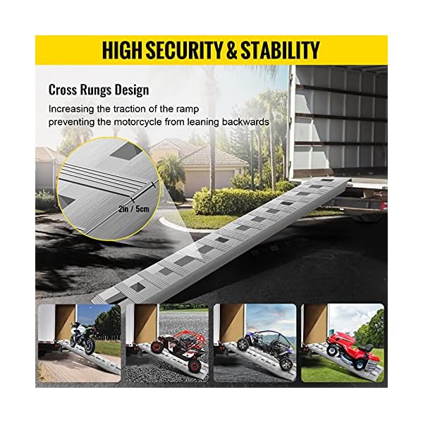 72” X 15” Aluminum Trailer Ramps 6000LBS Total Beavertail Hook End 1 ...