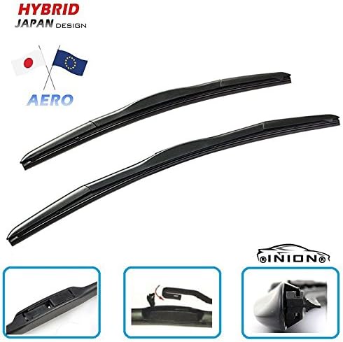 600 mm 350 mm Hybrid 2x Front Windscreen Wipers Wiper Blades Wiper Blades Kit Set for Windscreen with Hook Attachment. Inion® New Japan Hybrid Flex Technology