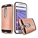 Moto G Case, (3rd Generation) 2-Piece Style Hybrid Shockproof Hard Case Cover + Circle(TM) Stylus Touch Screen Pen And Screen Protector-Rose Gold