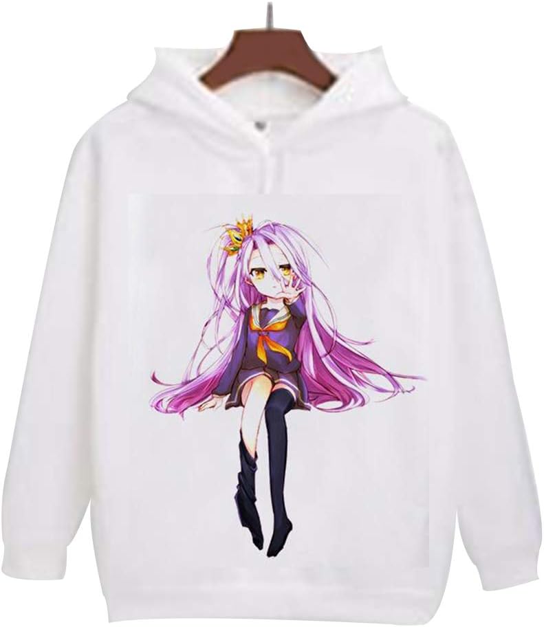 QIAOTT No Game No Life Anime Pullover,3D Print Fleece Cosplay Hoodies Sweatshirt for Anime Fans
