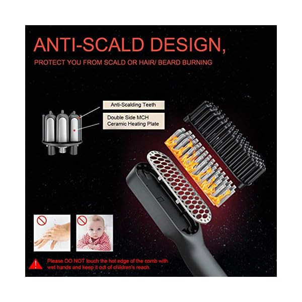 Hair-Straightener-Brush-Sendowtek-3-in-1-Beard-Hair-Straightener-Quick-Styling-Unisex-Long-Short-Hair-Beard-Comb-Ceramic-Ionic-Heat-Control-3-Adjustable-Temp-Auto-Power-Off-Anti-Scalding Hair Straightener Brush, Sendowtek 3 in 1 Beard Hair Straightener Quick Styling Unisex Long & Short Hair Beard Comb…