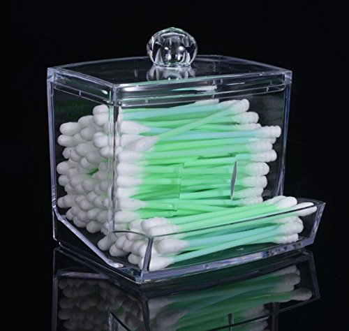 LanMa Q-tips Holder Dispenser Acrylic Transparent for Cotton Swabs on Bathroom Vanity Counter Organizer and Storage for Small Cosmetic Office Household Accessories