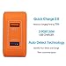 Lumsing Quick Charge 2 Port Wall Charger, 20W QC2.0 Dual USB Port Travel Charger for iPhone,Samsung Galaxy S5 S6 Edge Note 4 5, Google Nexus 6, Sony Xperia Z3 Z4 Tablet-Orange