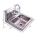 Sandinrayli Commercial Stainless Steel Wall Mounted NSF Hand Sink w/Faucet 17