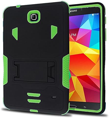 Kuteck Samsung Galaxy Tab 4 8.0 Case [Heavy Duty Series] - Rugged Impact Dual Layer Hybrid Protective Cover Stand Impact Resistant Bumper (Black/Navy Blue) (Green)