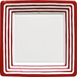 Entertaining with Caspari Stripe Border Paper Dinner Plates, Red, Pack of 8