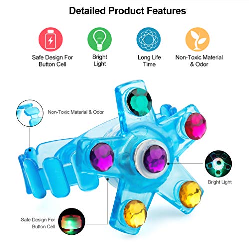 Balhvit 18 Pcs Glow in The Dark Party Supplies, Nontoxic & Safe Led Party Favors For Kids Prize(8 Spinner Rings, 6 Bracelets & 4 Necklaces with Diamond), Light Up Toys For Birthday Halloween Christmas - Thumbnail 3