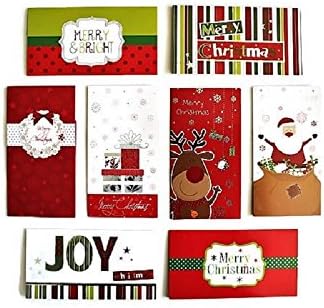 24 Christmas Money Checks & Gift Card Holders With Envelopes - Assorted Holiday Designs with Foil and Glitter