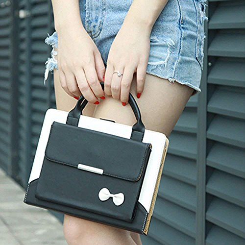 2018 iPad 6th Generation Case,elecfan PU Leather Handbag Smart Stand Case Auto Wake/Sleep Feature with Wallet File Pocket for Apple 2017&2018 iPad 9.7 - Black