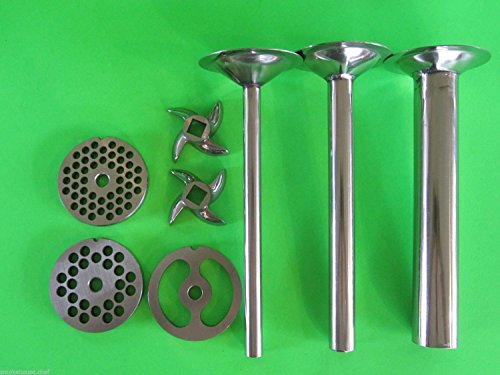 Stainless Steel Meat Grinder Attachment for Hobart & Univex mixer. a200 d300 h600 h660 hl600 PLUS Sausage Stuffing Kit. Fits Hobart, Univex mixers