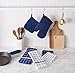 DII Basic Terry Collection 100% Cotton Quilted, Oven Mitt, Nautical Blue, 2 Piece