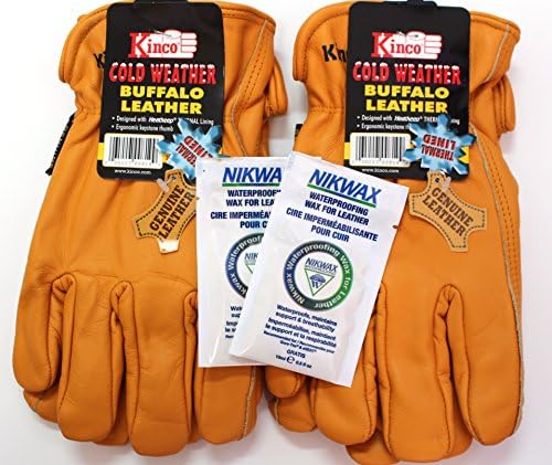 Kinco - Buffalo Leather, Cold Weather, Waterproof Winter Work Gloves for Men - 2 Pack with Nikwax Waterproofing and Thermal Lining (Extra Large)