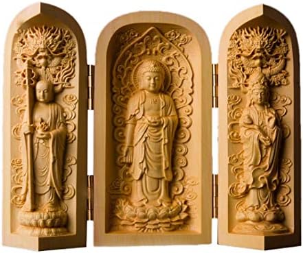 NBHUZEHUA Wooden Buddha Statue Small Portable Sculpture Artwork Buddhist Gifts Feng Shui Ornaments