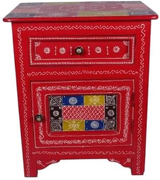 Amazon Com Indian Hand Painted Solid Wood Nightstand Drawer
