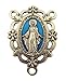 L&M Blue Enamel Our Lady Miraculous Medal Floral Rosary Centerpiece, Set of 3, 1 Inch