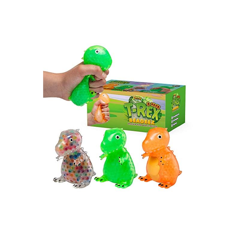 YoYa Toys Beadeez T Rex Squishy Slow Rise Stress Relief Balls (Set of 3) | Anxiety Relief Squeezing Dino Toys for Boys…