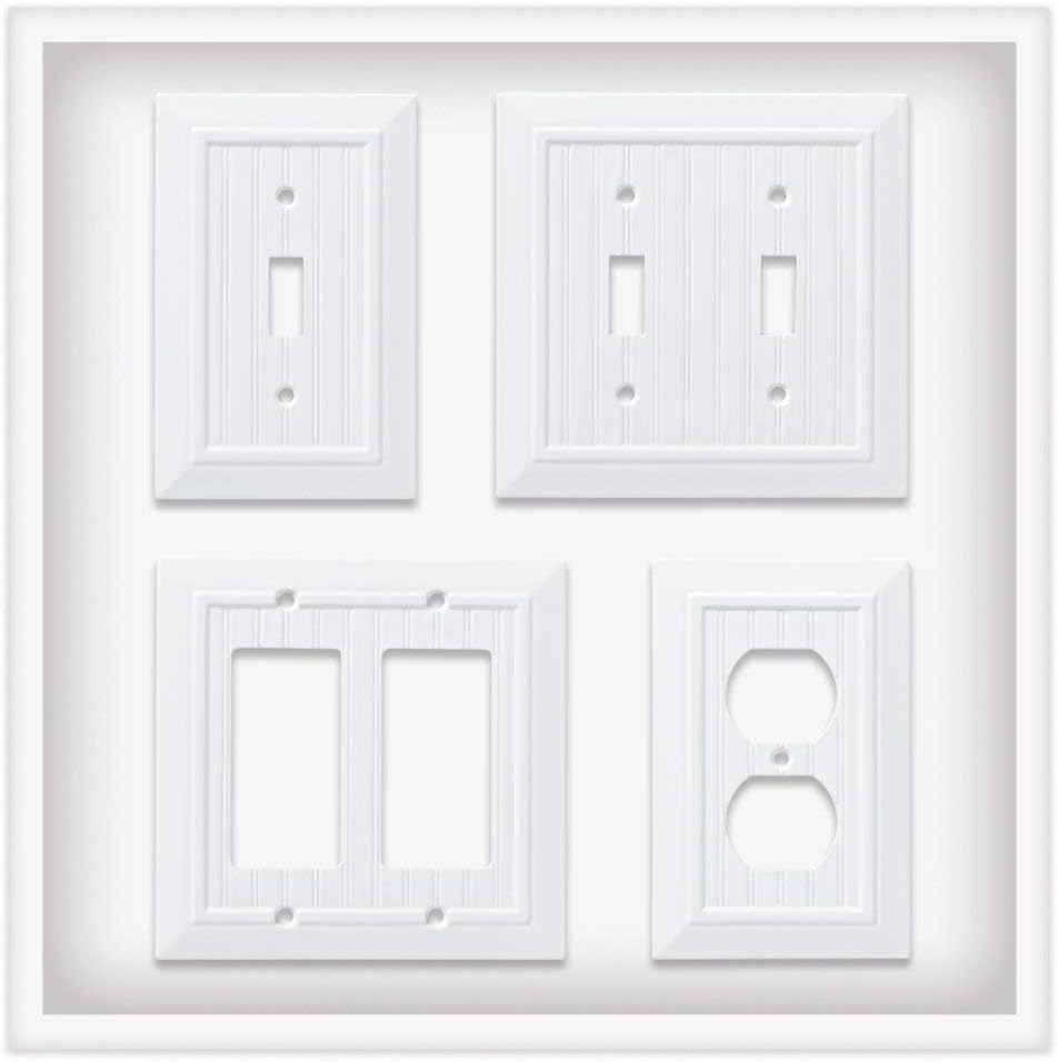 Franklin Brass W35266V-PW-C Classic Beadboard Single Duplex Wall Plate/Switch Plate/Cover (3 Pack), Pure White - - 