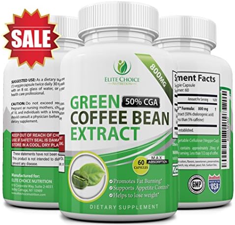 Maximum Green Coffee Bean Extract - Highest Dose 1600mg per Day - 100% Pure &amp; Natural - Appetite Suppressant &amp; Extreme Fat Burner - Made with 50% Chlorogenic Acid for Best Weight Loss Results