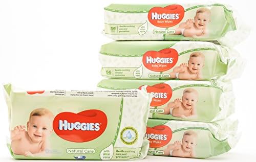 Huggies Natural Care with Aloe Vera, Gentle Cleaning Natural Absorbent Wipes. No Alcohol &amp; Hypoallergenic. Perfect for Newborns &amp; Gentle for Makeup Removal (5-Pack)