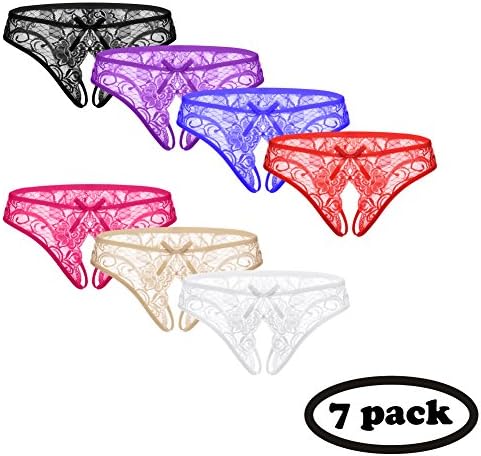 Ciimii Women's Open Crotch Underwear Sexy Lace G-String Thong Panty Underwear