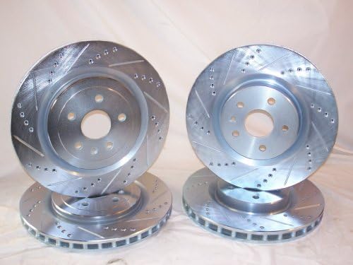 2010 Thru 2015 Chevrolet Camaro SS F+R Drilled Slotted Disc Brake Rotors +Heavy Duty Pads
