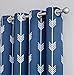 HLC.ME Arrow Printed Blackout Room Darkening Thermal Grommet Window Curtain Drape Panels for Bedroom - Set of 2 - Navy Blue - 84