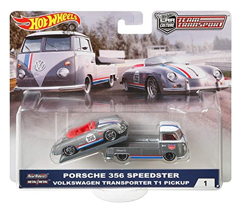 Team Transport By Hot Wheels NEW 1:64 HOT WHEELS TEAM TRANSPORT - Porsche 356 Speedster & Volkswagen Transporter T1 PickUp Truck