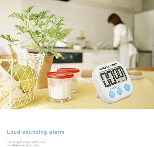 Amartshow Digital Kitchen Timer Magnetic Large Display Countdown Up Cooking Timer Clock with Magnet Back and Clip, Loud Alarm Magnetic Backing, Stand, Battery Included (White)