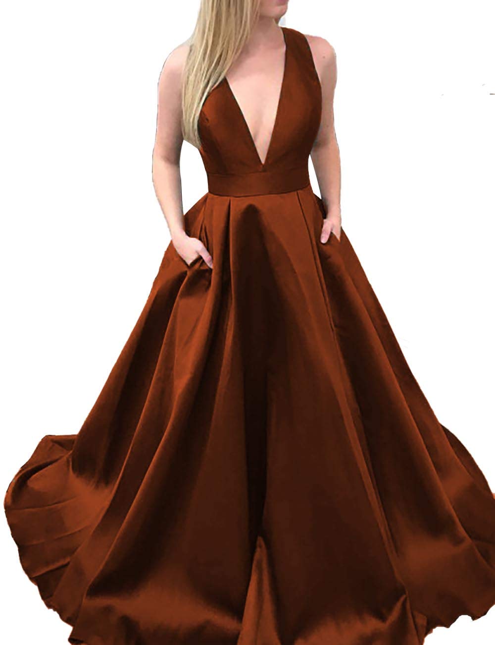 Scarisee Women's Formal Plunging V Neck Evening Prom Dresses with