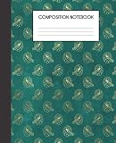Composition Notebook: Turquoise And Faux Gold Peacock Bird Pattern College Ruled Notebook Lined School Journal