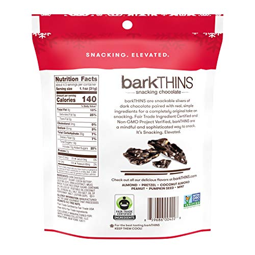 barkTHINS Snacking Dark Chocolate, Peppermint Pretzel with Sea Salt for Holiday Gifting and Stocking Stuffing, 4.7 ounce