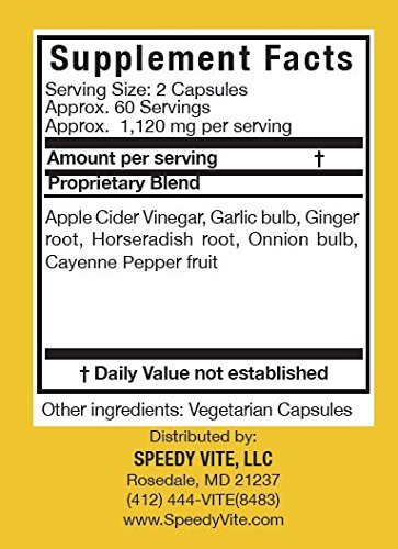 SpeedyViteÂ® Herbal Super Tonic Organic (120 Veg Cap) Apple Cider Vinegar Horseradish Onion Garlic Ginger Cayenne Pepper Natural wildcrafted Supports Immune Function*